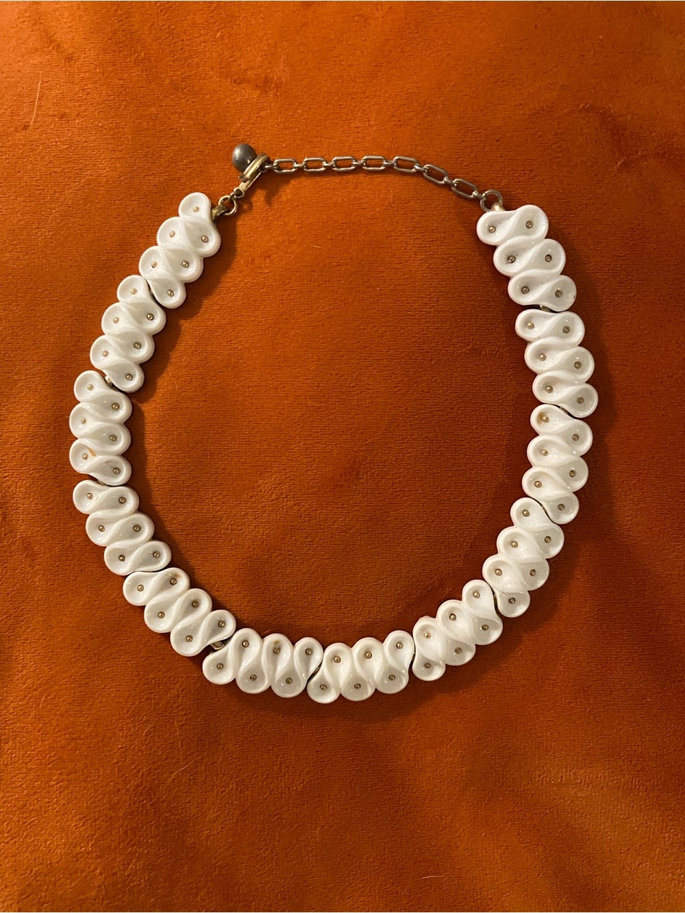 Vintage White Beaded Loop Necklace